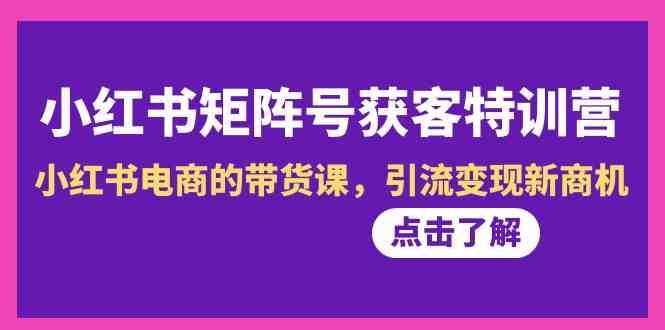 小红书矩阵号获客特训营-第10期，小红书电商的带货课，引流变现新商机-泰戈创艺资源库