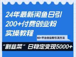 24年最新闲鱼日引200+付费创业粉,割韭菜每天5000+收益实操教程!-泰戈创艺资源库