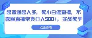 越普通越人多，教小白做直播，不露脸直播带货日入500+，实战教学-泰戈创艺资源库