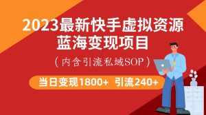 最新快手虚拟资源蓝海变现项目，批量操作一天变现1800+-泰戈创艺资源库