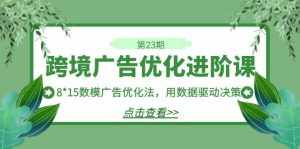 跨境广告·优化进阶课·第23期,8*15数模广告优化法,用数据驱动决策-泰戈创艺资源库