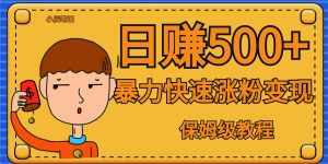 全网首发！一天赚500+，暴力涨粉变现，毫无门槛有手机就行 , 可扩大-泰戈创艺资源库