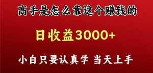 看高手是怎么赚钱的，一天收益至少3000+以上，小白当天上手-泰戈创艺资源库