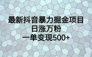 最新抖音暴力掘金项目，日涨万粉，一单变现500+-泰戈创艺资源库
