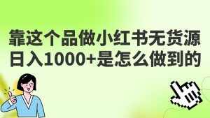 做小红书无货源,靠这个品日入1000是如何做到的?保姆级教学,超级蓝海赛道-泰戈创艺资源库