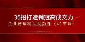 30招打造销冠高成交力-企业管理精品视频课(41节课)-泰戈创艺资源库