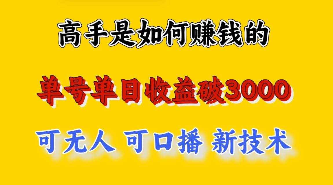 高手是如何赚钱的，一天收益至少3000+以上，小白当天就能够上手，这是穷人翻盘的一…-泰戈创艺资源库