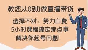 教您从0到1做直播带货，选择不对，努力白费，5小时课程搞定那点事，解决你起号问题！-泰戈创艺资源库