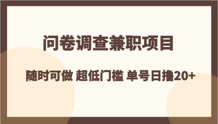 问卷调查兼职项目，随时可做 超低门槛 单号日撸20+-泰戈创艺资源库
