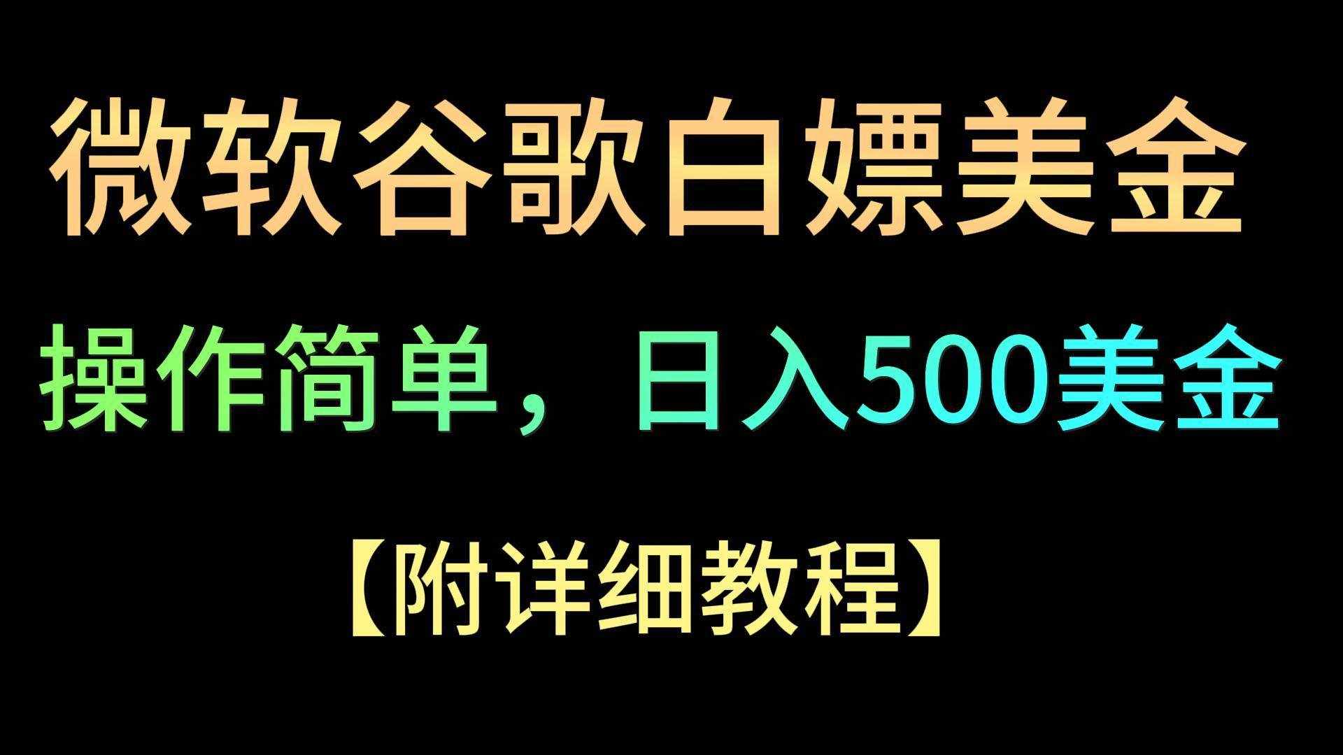 微软谷歌项目3.0，轻松日赚500+美金，操作简单，小白也可轻松入手！-泰戈创艺资源库