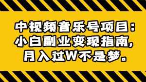 中视频音乐号项目:小白副业变现指南,月入过W不是梦。-泰戈创艺资源库