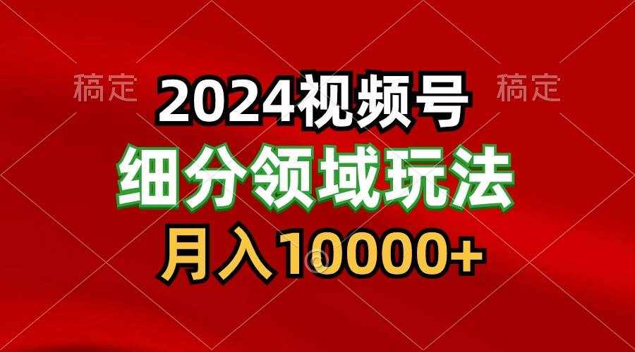 2024视频号分成计划细分领域玩法，每天5分钟，月入1W+-泰戈创艺资源库