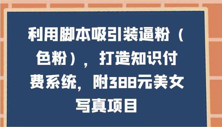 利用脚本吸引装逼粉（色粉），打造知识付费系统，附388元美女写真项目-泰戈创艺资源库