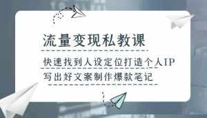 流量变现私教课，快速找到人设定位打造个人IP，写出好文案制作爆款笔记-泰戈创艺资源库