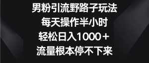 男粉引流野路子玩法，每天操作半小时轻松日入1000＋，流量根本停不下来-泰戈创艺资源库