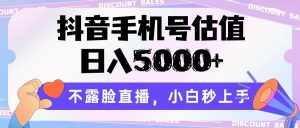抖音手机号估值，日入5000+，不露脸直播，小白秒上手-泰戈创艺资源库