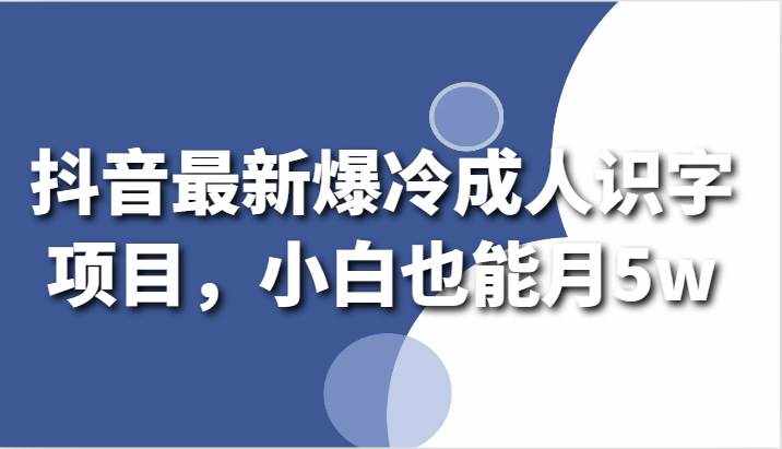 抖音最新爆冷成人识字项目，小白也能月5w-泰戈创艺资源库