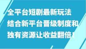 全平台短剧最新玩法，结合新平台晋级制度和独有资源让收益翻倍！-泰戈创艺资源库