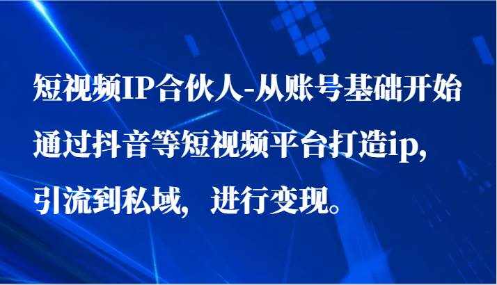 短视频IP合伙人-从账号基础开始通过抖音等短视频平台打造ip，引流到私域，进行变现。-泰戈创艺资源库