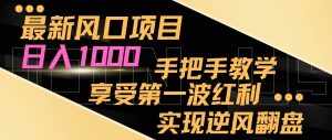 最新风口项目，日入1000，手把手教学，享受第一波红利，实现逆风翻盘-泰戈创艺资源库