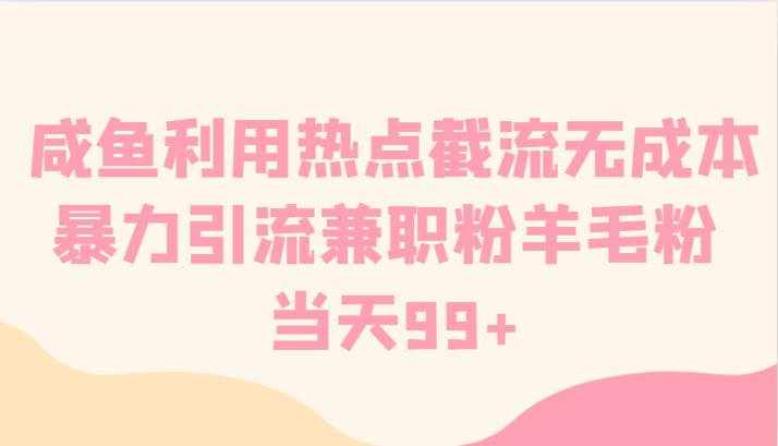 咸鱼利用热点截流无成本暴力引流兼职粉羊毛粉 当天99+-泰戈创艺资源库