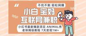 小红书最新爆款项目Animal秀，适合小白、宝妈、上班族、大学生互联网兼职月入1W+-泰戈创艺资源库