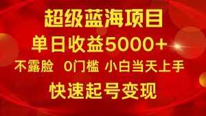 2024超级蓝海项目 单日收益5000+ 不露脸小游戏直播,小白当天上手,快手起号变现-泰戈创艺资源库