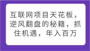 互联网项目天花板,逆风翻盘的秘籍,抓住机遇,年入百万-泰戈创艺资源库