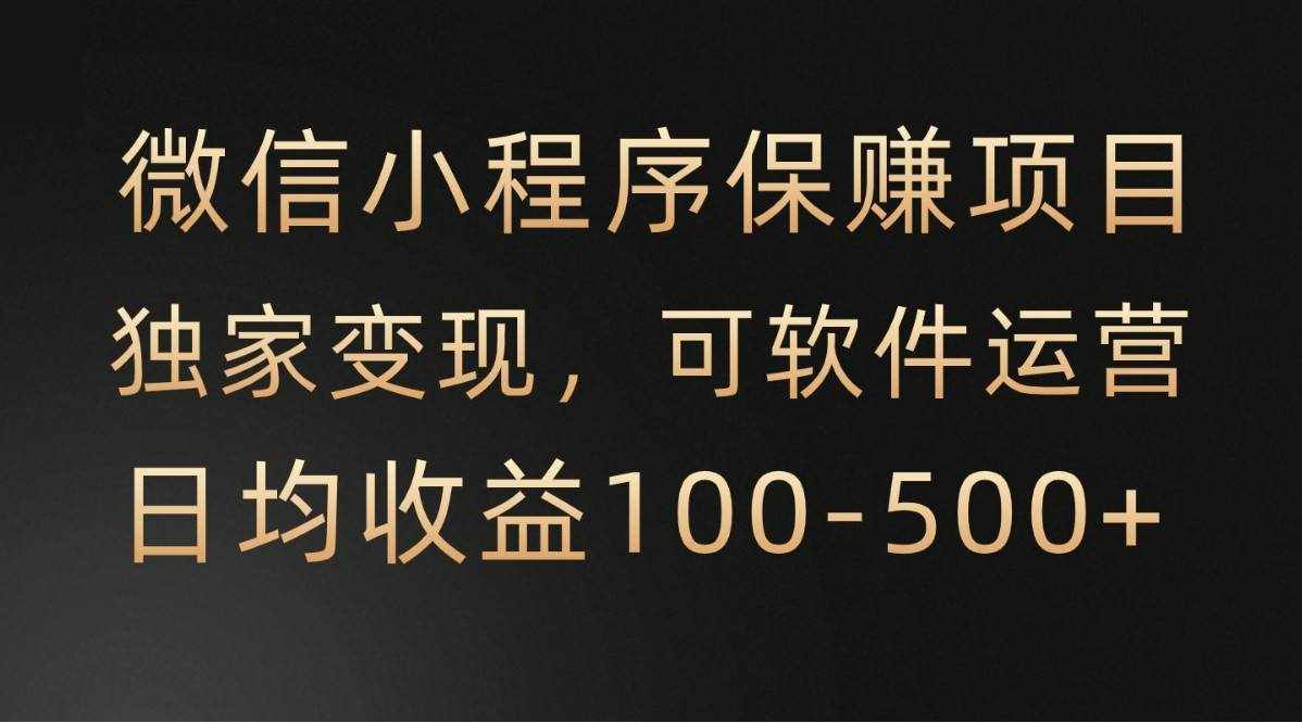 微信小程序，腾讯保赚项目，可软件自动运营，日均100-500+收益有保障-泰戈创艺资源库