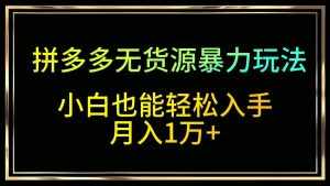 拼多多无货源暴力玩法，全程干货，小白也能轻松入手，月入1万+-泰戈创艺资源库