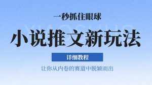 小说推文全新玩法，5分钟一条原创视频，结合中视频bilibili赚多份收益 轻松月入1W-泰戈创艺资源库