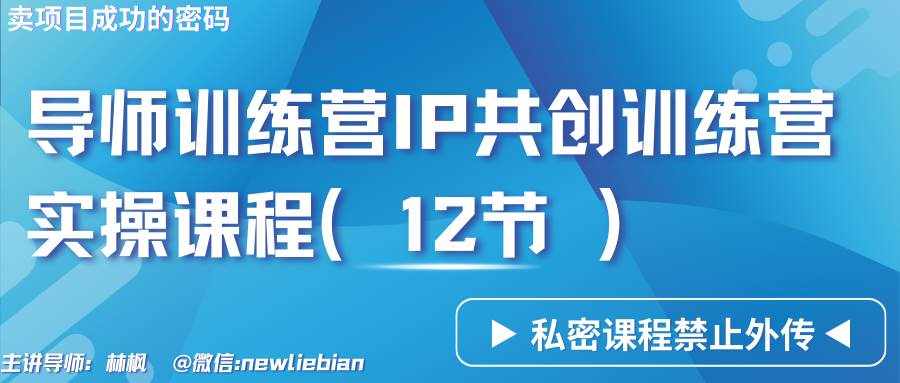 导师训练营3.0IP共创训练营私密实操课程（12节）-卖项目的密码成功秘诀-泰戈创艺资源库