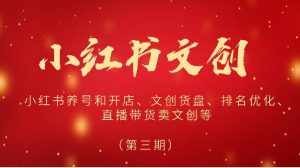 2024小红书文创(第三期)小红书养号和开店、文创货盘、排名优化、直播带货卖文创等-泰戈创艺资源库