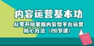 内容运营-基本功：从零开始掌握内容型平台运营核心方法（20节课）-泰戈创艺资源库