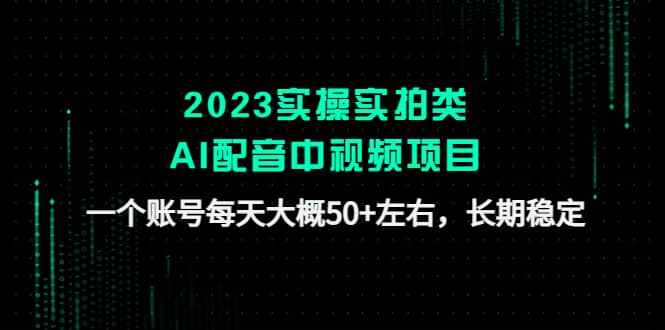 2023实操实拍类AI配音中视频项目，一个账号每天大概50+左右，长期稳定-泰戈创艺资源库