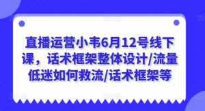 直播运营小韦6月12号线下课，话术框架整体设计/流量低迷如何救流/话术框架等-泰戈创艺资源库