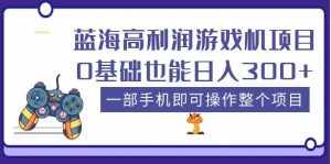 蓝海高利润游戏机项目,0基础也能日入300+。一部手机即可操作整个项目-泰戈创艺资源库