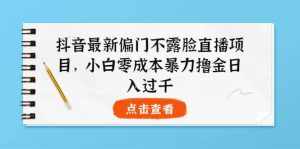 抖音最新偏门不露脸直播项目，小白零成本暴力撸金日入1000+-泰戈创艺资源库