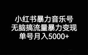 小红书暴力音乐号，无脑搞流量暴力变现，单号月入5000+-泰戈创艺资源库