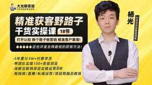 杨光·精准获客野路子:黑科技+快速加人玩法 个微7天加1000 企微爆加5w好友-泰戈创艺资源库