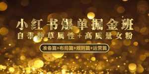 小红书爆单掘金班:自带种草属性+高质量女粉 准备篇+布局篇+规则篇+运营篇-泰戈创艺资源库