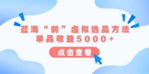 某公众号付费文章《蓝海“前”虚拟选品方法：单品收益5000+》-泰戈创艺资源库