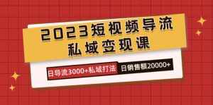 2023短视频导流·私域变现课，日导流3000+私域打法  日销售额2w+-泰戈创艺资源库