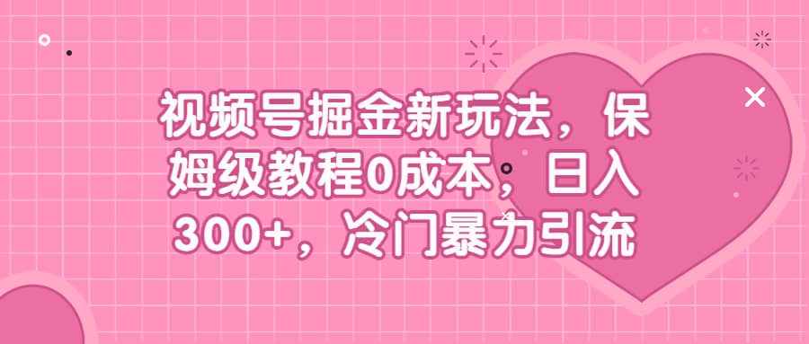 视频号掘金新玩法，保姆级教程0成本，日入300+，冷门暴力引流-泰戈创艺资源库