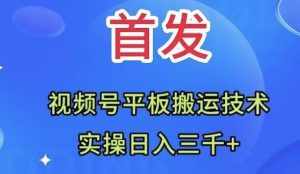 （7843期）全网首发：视频号平板搬运技术，实操日入三千＋-泰戈创艺资源库