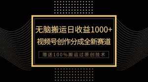 (7736期)单日收益1000+,新类目新赛道,视频号创作分成无脑搬运100%上热门-泰戈创艺资源库