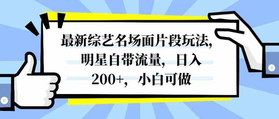 （8114期）最新综艺名场面片段玩法，明星自带流量，日入200+，小白可做-泰戈创艺资源库