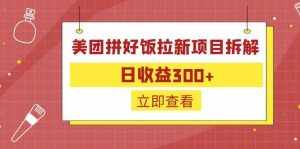 外面收费260的美团拼好饭拉新项目拆解：日收益300+-泰戈创艺资源库