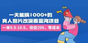 一天能搞1000+的，真人照片改漫画蓝海项目，一单9.9-19.9，收徒299，零成本-泰戈创艺资源库