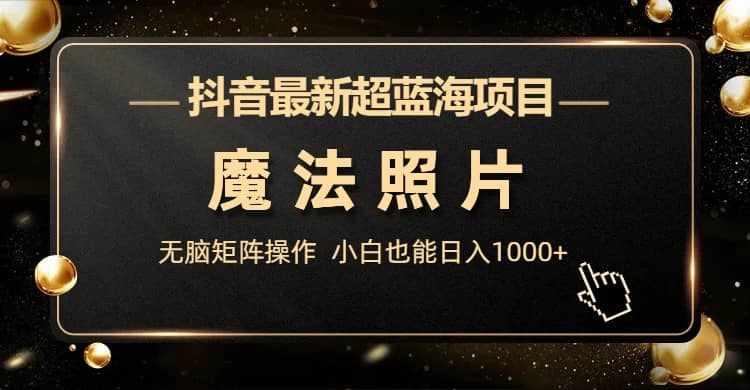 抖音最新超蓝海项目，魔法照片，无脑矩阵操作，小白也能日入1000+-泰戈创艺资源库